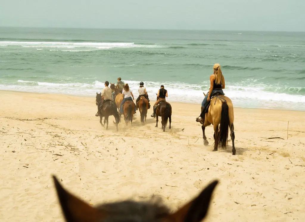 Riding along an Atlantic beach in northern Portugal