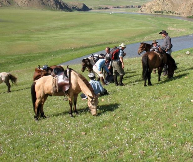 Enjoy riding horses on the steppe on the Karakorum horseback riding holiday