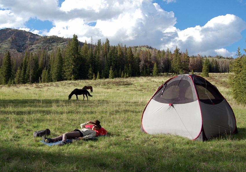 Evenings of relaxation will be well-deserved on the Bitteroot pack trip in Wyoming